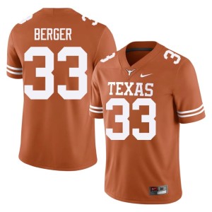 Orange Texas Carson Berger Mens College Football 2026-27 #33 Jersey 118863-213