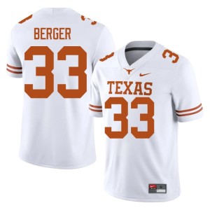 White Carson Berger #33 Men University of Texas Longhorns Game College Football Jerseys 428248-848