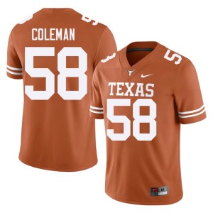 Orange Stitched #58 UT Longhorns Devin Coleman College Football Men's Jersey 213178-753