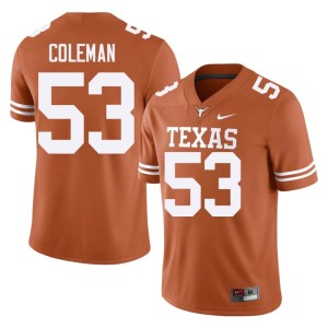 Orange Isaiah Coleman Men's #53 Player Horns College Football Jerseys 799123-946