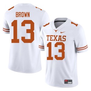 White #13 UT Longhorns Player Men's Kohen Brown College Football Jerseys 551166-476