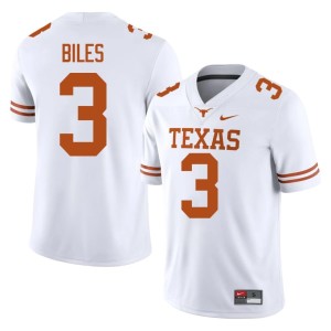 White Texas Longhorns Mens #3 Game College Football Rasheem Biles Jerseys 161371-304