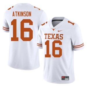 White College Football Tyler Atkinson Mens #16 University of Texas Longhorns Player Jerseys 807226-216