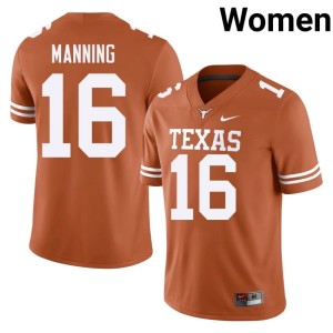 Orange #16 UT Longhorns Womens College Football NCAA Arch Manning Jerseys 154201-594