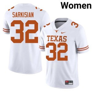 White Brady Sarkisian Official Women Longhorns #32 College Football Jersey 965185-444