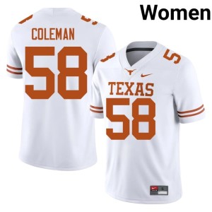 White Alumni Women's Devin Coleman #58 Horns College Football Jerseys 960081-357
