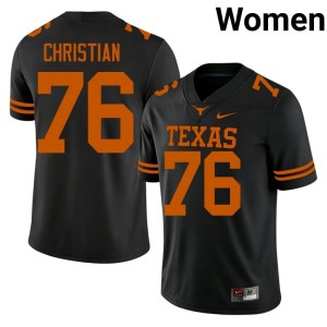 Black Women's University of Texas Jackson Christian College Football #76 Stitched Jerseys 145441-140