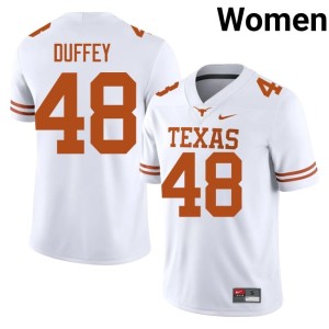 White #48 College Football Jackson Duffey Women's Horns Official Jersey 211192-334