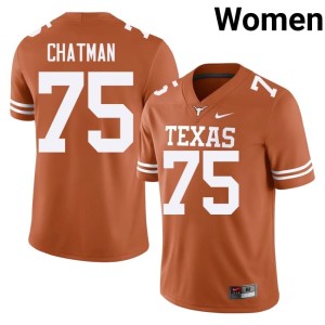 Orange The Horns #75 Jaydon Chatman Women's College Football Stitched Jersey 788230-986