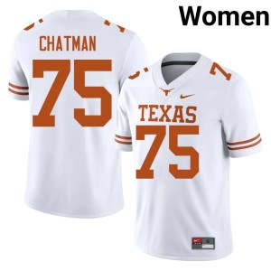 White #75 University of Texas University Womens Jaydon Chatman College Football Jerseys 736121-203