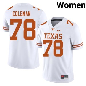 White #78 Jordan Coleman College Football UT High School Women Jersey 758763-707