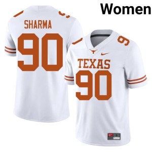 White Josiah Sharma Women's Horns #90 Embroidery College Football Jersey 146470-517