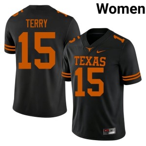 Black College Football Texas Womens Justus Terry Stitched #15 Jerseys 950225-115