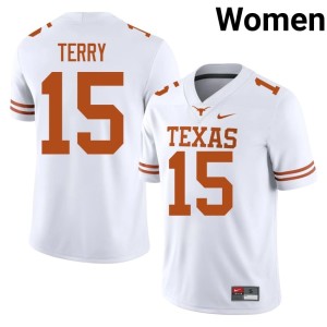 White Women #15 UT Longhorns Justus Terry Replica College Football Jersey 197856-810