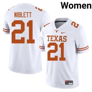 White College Football Ryan Niblett Embroidery Women Horns #21 Jersey 719863-480