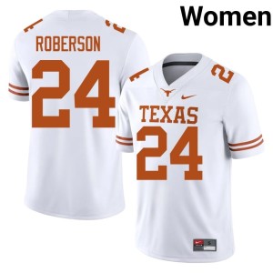 White Embroidery Warren Roberson #24 College Football Womens Texas Longhorns Jersey 228358-265