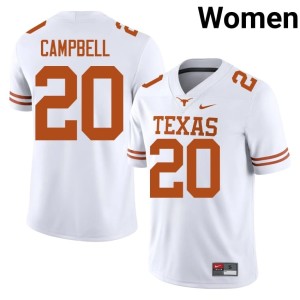 White 2026 Earl Campbell #20 College Football Women University of Texas Jerseys 802158-213
