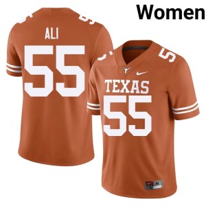 Orange Stitched #55 Women's University of Texas College Football Elijah Ali Jerseys 230220-707