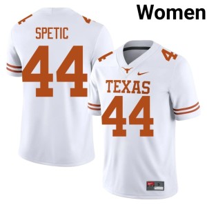 White The Horns Womens College Football #44 Replica Gianni Spetic Jerseys 573710-447