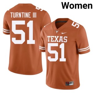 Orange Women's John Turntine III University of Texas College Football #51 Replica Jersey 430532-861