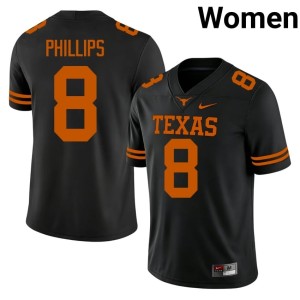 Black Kade Phillips University Womens University of Texas Longhorns #8 College Football Jersey 866493-695