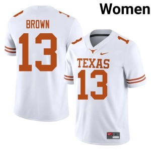 White Womens #13 University of Texas Longhorns Limited Kohen Brown College Football Jersey 150786-136
