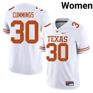 White Rocky Cummings College Football #30 Women Stitched The Horns Jerseys 316875-717
