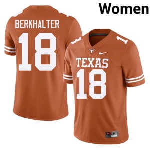 Orange College Football Replica Sterling Berkhalter University of Texas #18 Women Jerseys 444935-932