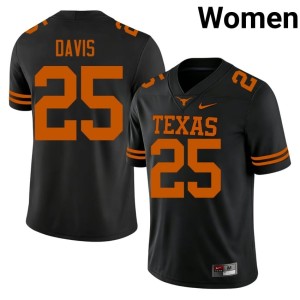 Black Toray Davis College Football #25 Limited Texas Longhorns Womens Jerseys 841642-856