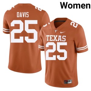 Orange Texas Womens University #25 Toray Davis College Football Jerseys 802207-742