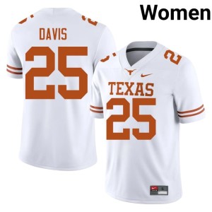 White Toray Davis Stitched UT #25 Womens College Football Jerseys 916402-380