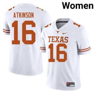 White High School College Football Texas Athletics Women's #16 Tyler Atkinson Jersey 974333-528