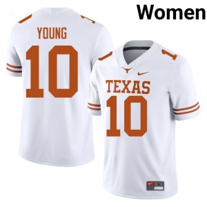 White #10 College Football Embroidery Texas Longhorns Vince Young Womens Jersey 522086-596