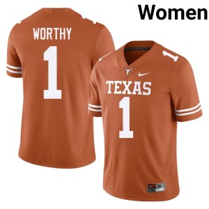 Orange Xavier Worthy #1 2026 College Football Womens University of Texas Jersey 678672-773