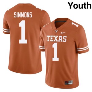 Orange Embroidery College Football Colin Simmons Youth UT #1 Jerseys 687336-755