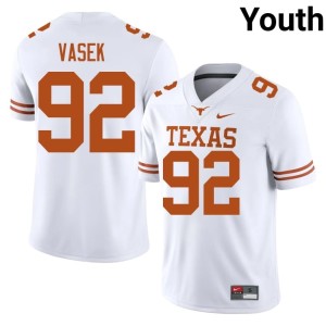 White The Horns Youth #92 College Football Colton Vasek Replica Jersey 413809-738