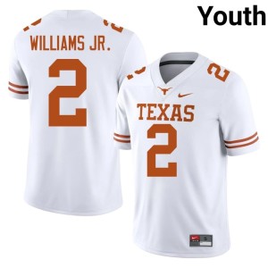 White Derek Williams Jr. Youth Horns 2026-27 College Football #2 Jersey 382405-512