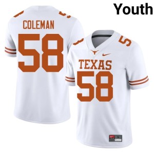 White Youth College Football #58 University Devin Coleman University of Texas Jersey 339831-350