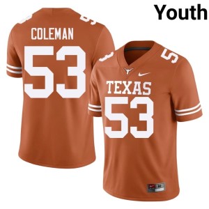 Orange University of Texas Limited Isaiah Coleman #53 Youth College Football Jerseys 532677-500