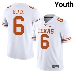White UT Longhorns #6 Kobe Black College Football Youth Embroidery Jerseys 598303-677
