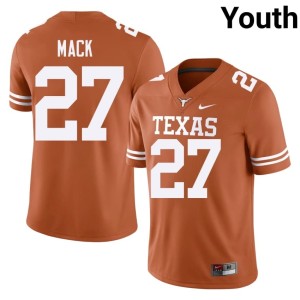 Orange Wardell Mack Horns Embroidery Youth College Football #27 Jerseys 203926-288