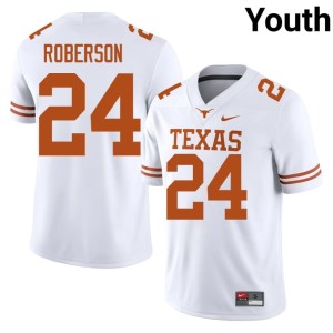 White Youth College Football #24 Embroidery Texas Longhorns Warren Roberson Jerseys 413417-983