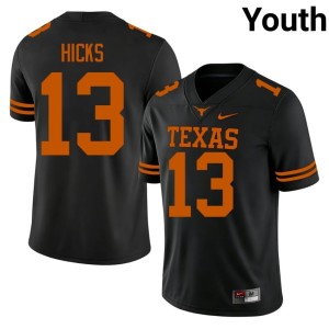 Black #13 Youth Zelus Hicks The Horns Replica College Football Jersey 405875-211