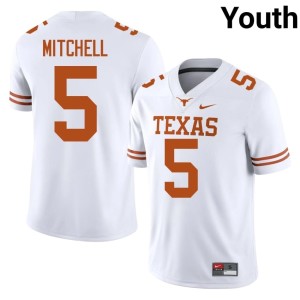 White Adonai Mitchell College Football Game Horns Youth #5 Jerseys 590556-312
