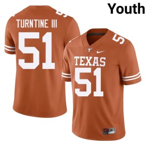 Orange Youth Official #51 John Turntine III Longhorns College Football Jersey 144725-717
