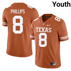 Orange College Football High School Kade Phillips #8 Horns Youth Jersey 296226-287