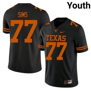 Black College Football University Youth #77 University of Texas Kenneth Sims Jersey 211087-250