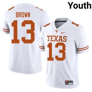 White Burnt Orange Kohen Brown #13 College Football Youth Player Jersey 381512-326
