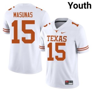 White Youth Michael Masunas #15 Alumni The Horns College Football Jerseys 883700-270