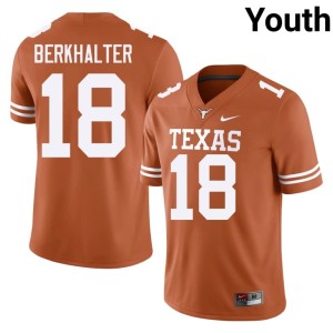 Orange Official #18 Sterling Berkhalter Youth Texas Longhorns College Football Jersey 624092-926